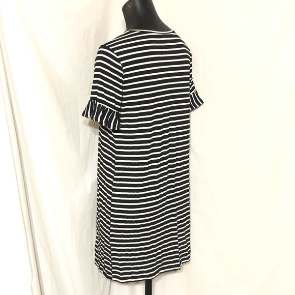 SHEIN Striped Ruffle Sleeve Dress Black White Size Small - Picture 6 of 8